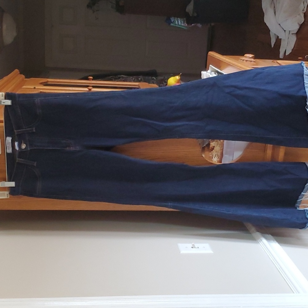 Judy Blue High Waist Super Flare Denim 8396 Blue Jean Raw Hem Womens Sz 7 / 28